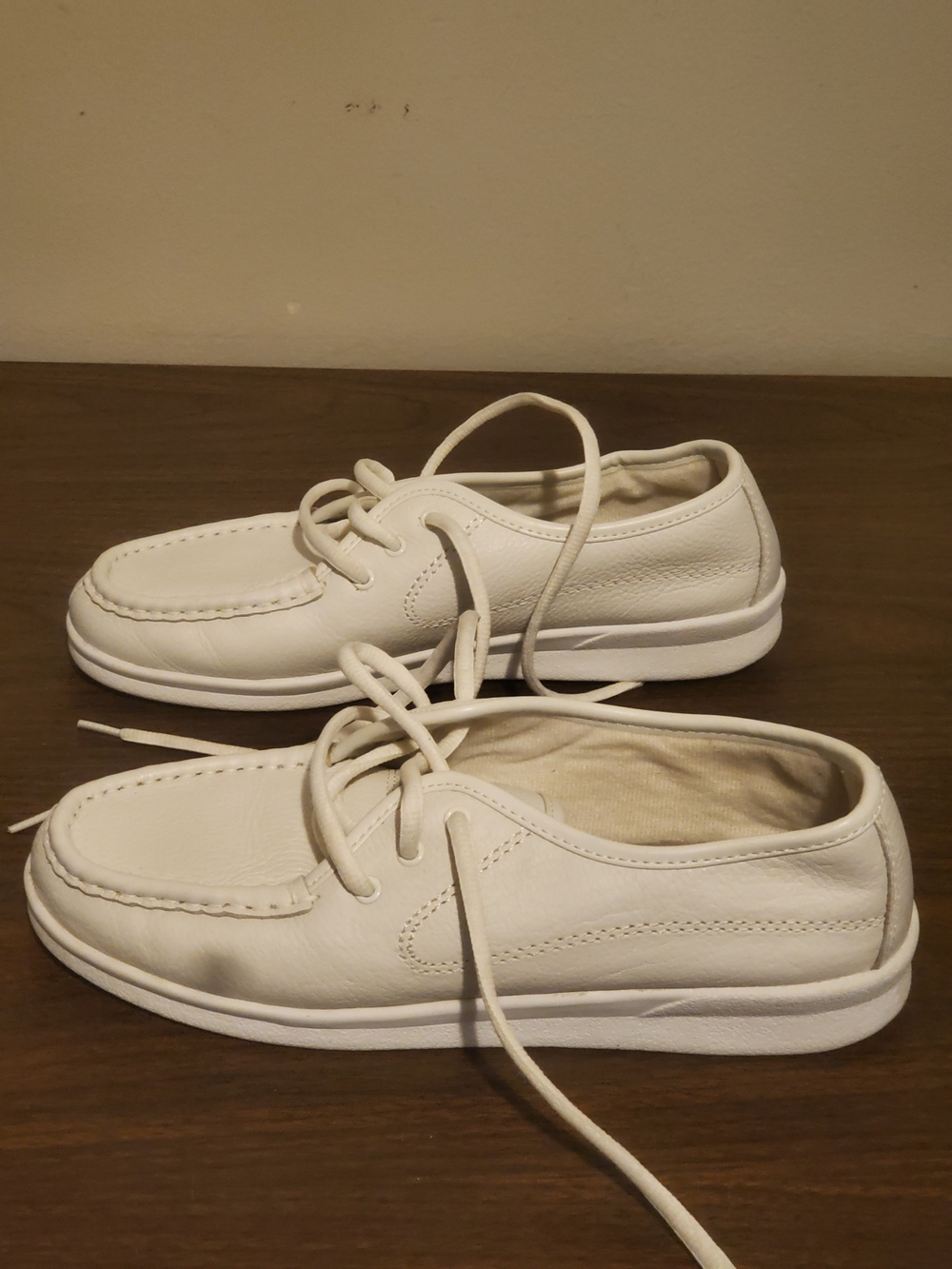 Women's White Lace-Up Casual Boat Sneakers